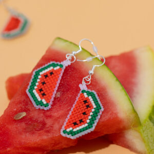 Cross Stitched Watermelon Earrings