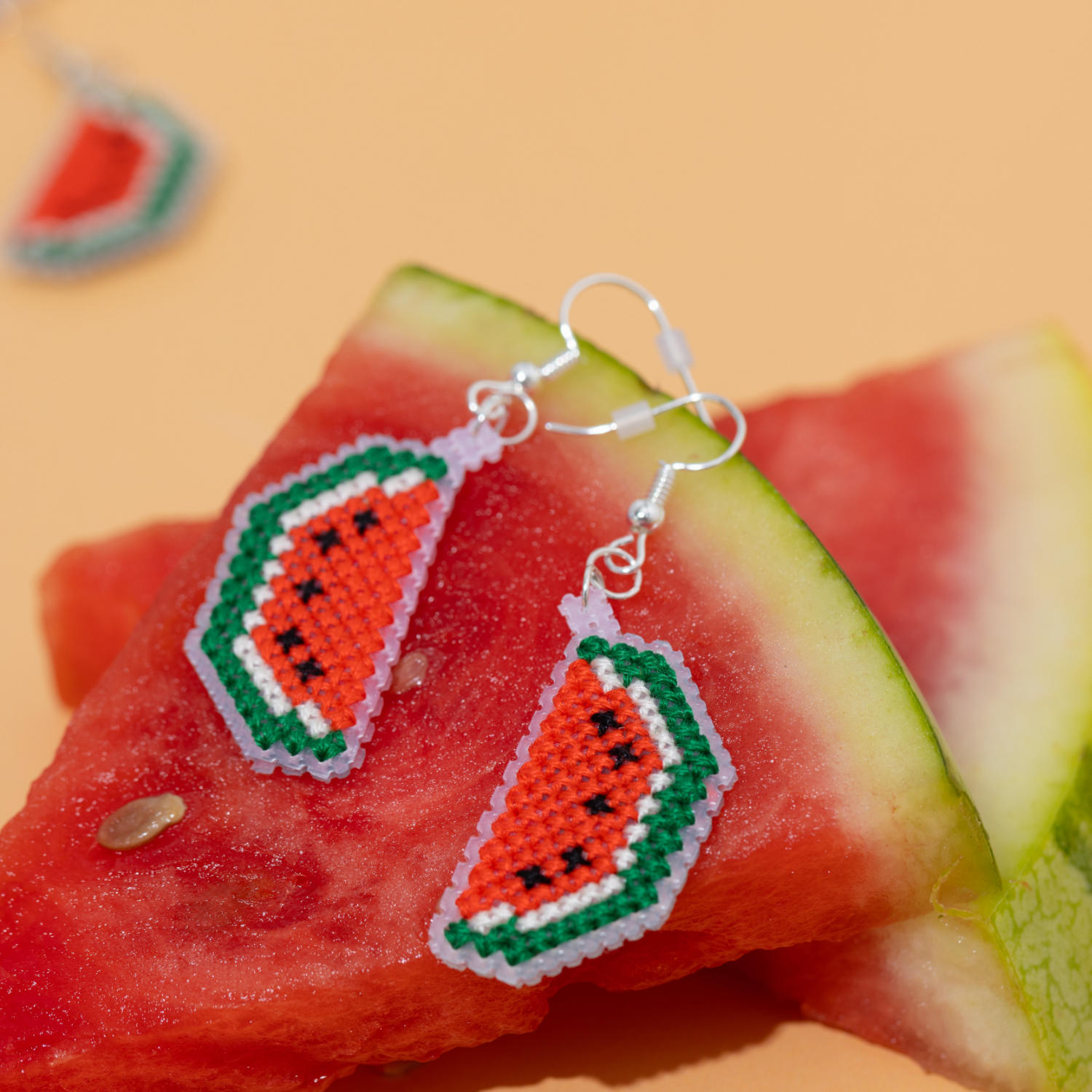 Watermelon Earrings Cross Stitch Kit STITCHFINITY